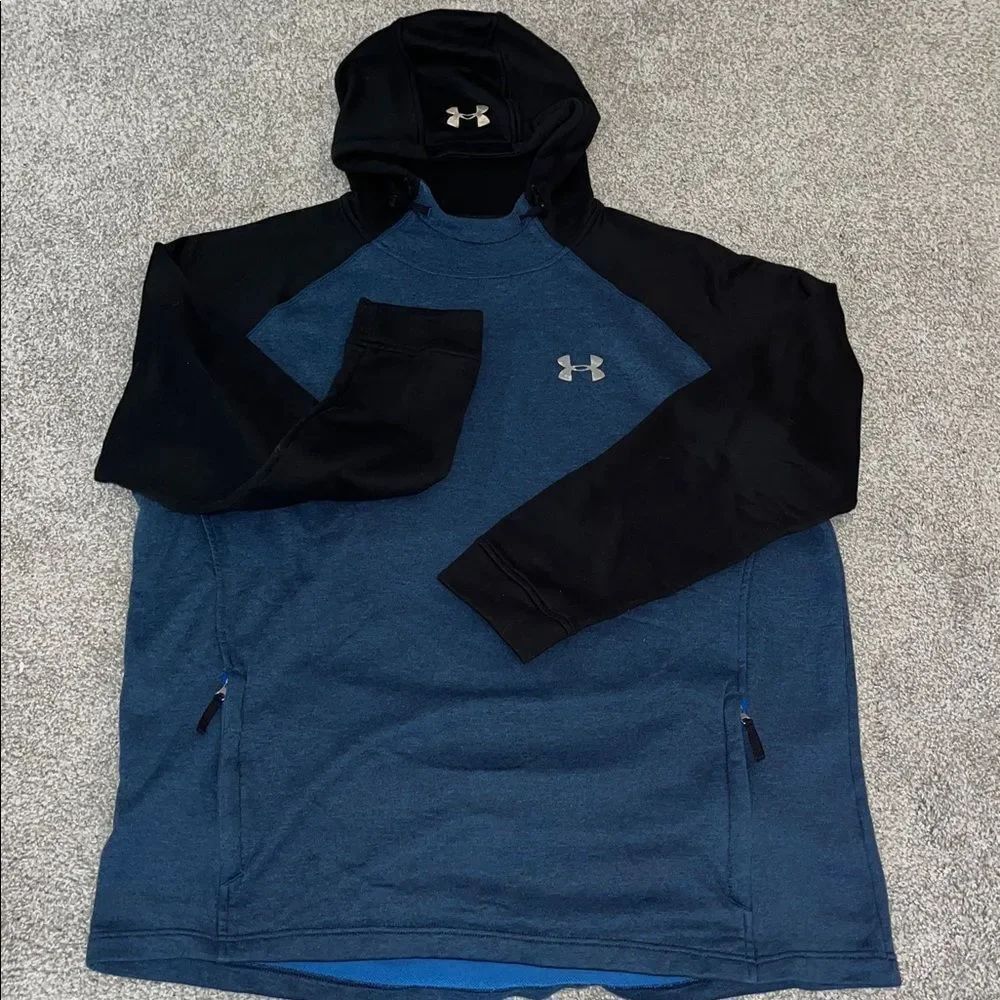 Mens 2 tone Under Armour High Neck hooded hoodie sweatshirt sweater 2XL zipper